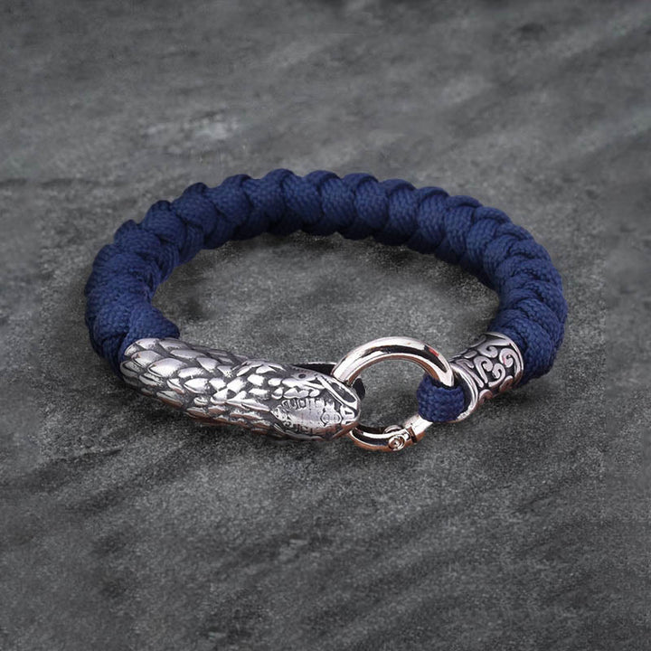 WorldNorse Jörmungandr Norse Snake Head Braided Bracelet - Navy - 23cm - image 5
