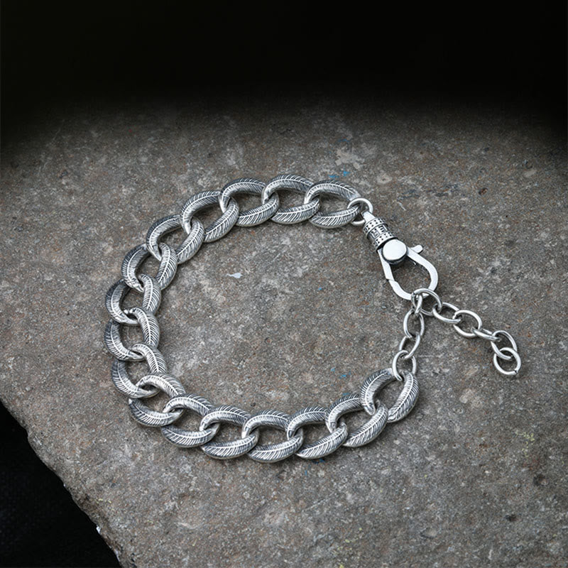 WorldNorse 925 Sterling Silver Feather Bracelet - image 1