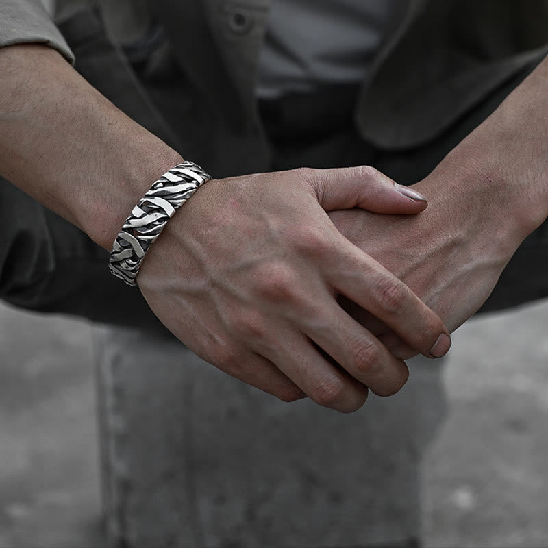 WorldNorse 925 Sterling Silver Faux Braided Bracelet