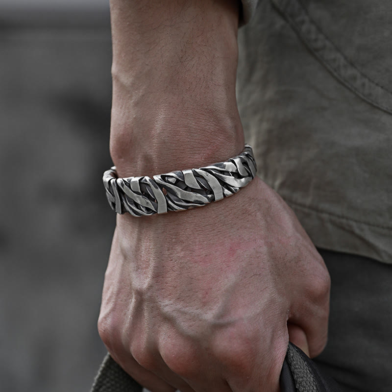 WorldNorse 925 Sterling Silver Faux Braided Bracelet