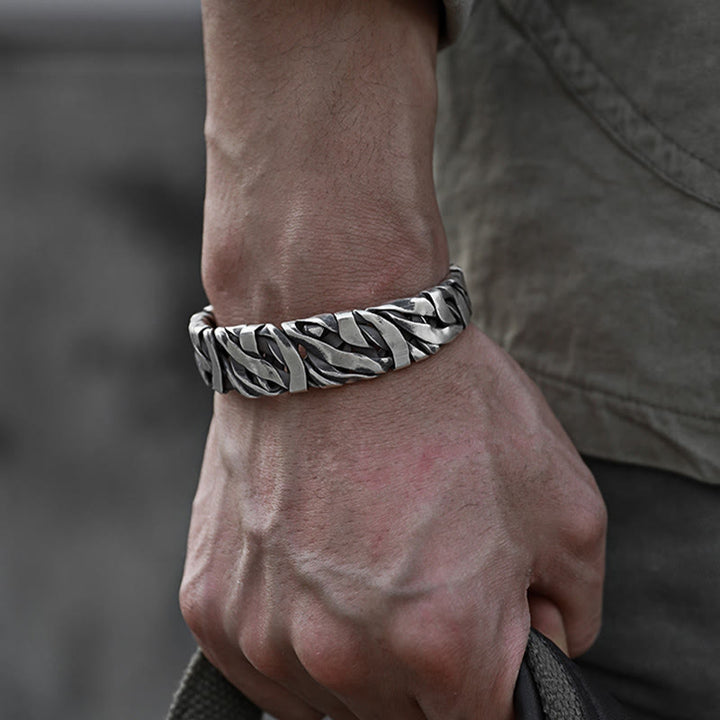 WorldNorse 925 Sterling Silver Faux Braided Bracelet