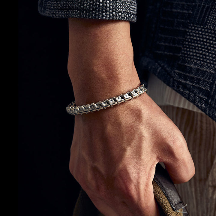 WorldNorse 925 Sterling Silver Dragon Bone Bracelet - 18-19cm - image 0