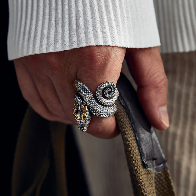WorldNorse Handcrafted 925 Silver Snake Jormungandr Ring - image 1