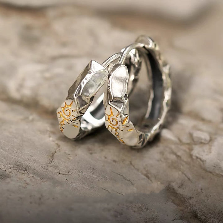 WorldNorse Wish Emblem Hammered Open Ring / Earrings - Bright Retro Silver - One Pair Earrings - image 9