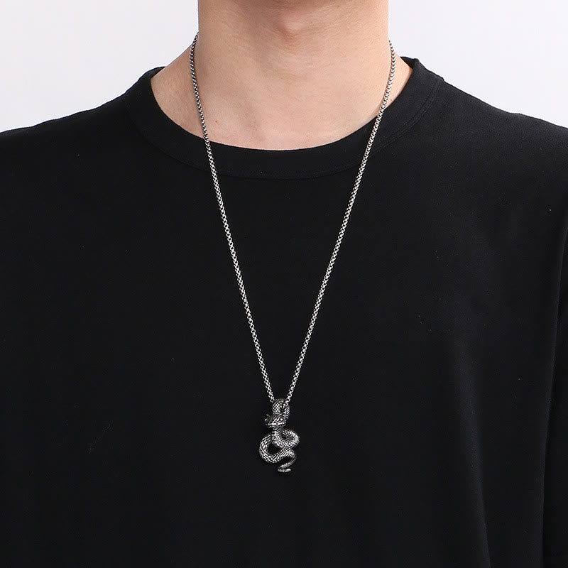 WorldNorse Coiled Snake Pendant Necklace