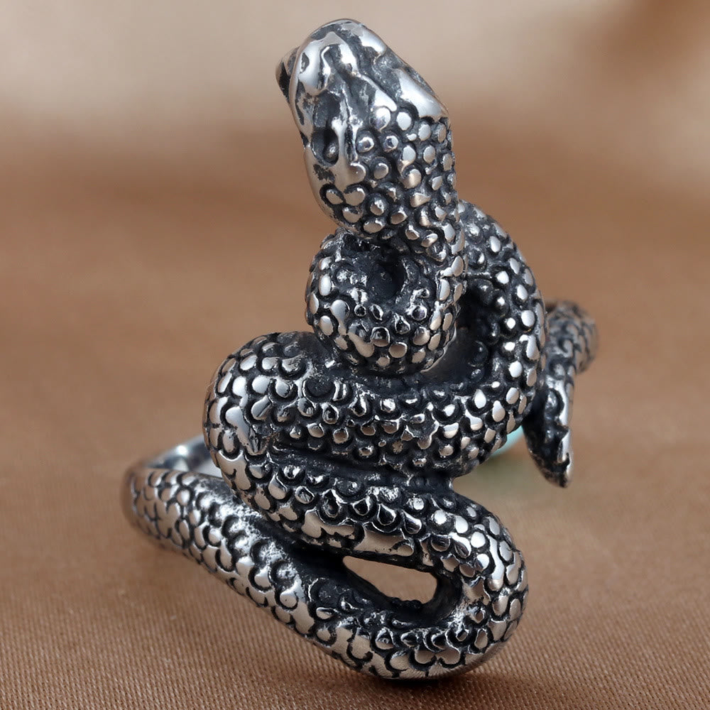 WorldNorse Coiled Serpent Snake Ring - UK Size Z（US 13) - image 0