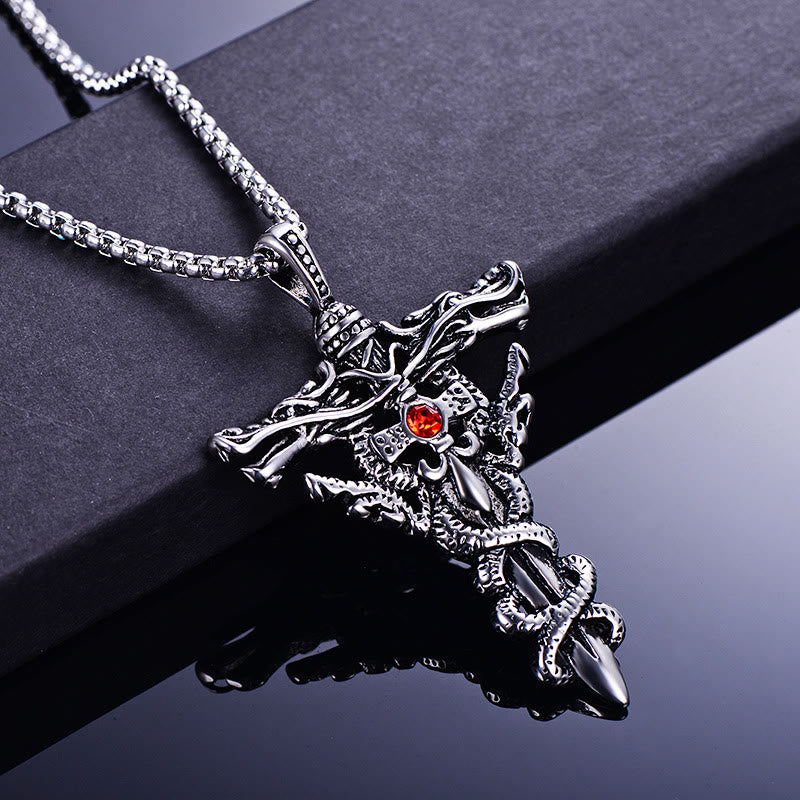 WorldNorse Retro Norse Dragon Cross Necklace