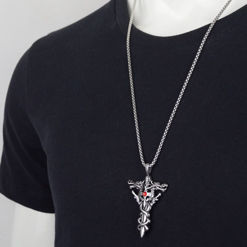 WorldNorse Retro Norse Dragon Cross Necklace