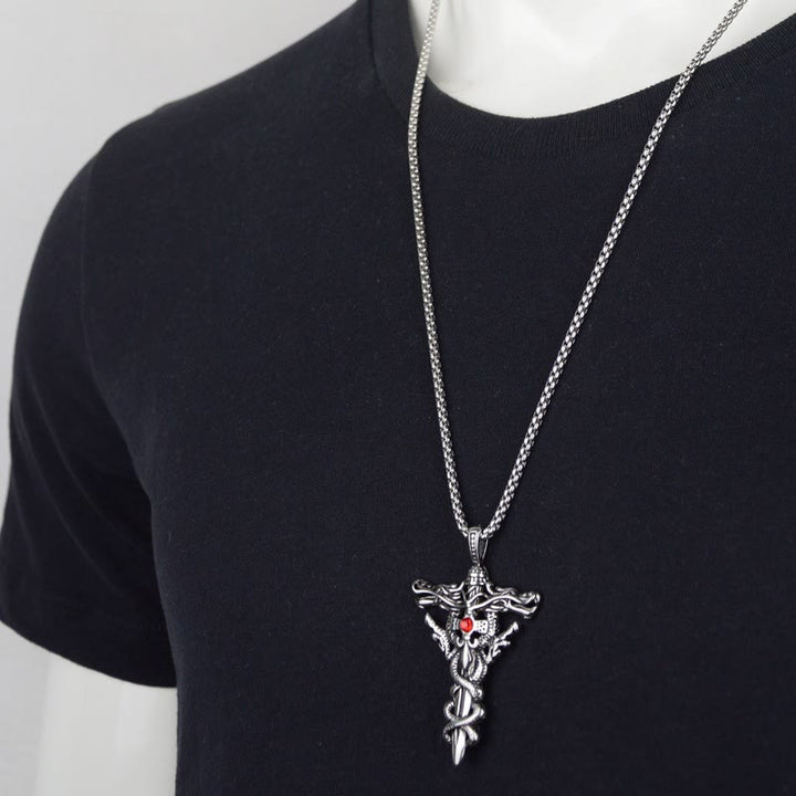 WorldNorse Retro Norse Dragon Cross Necklace