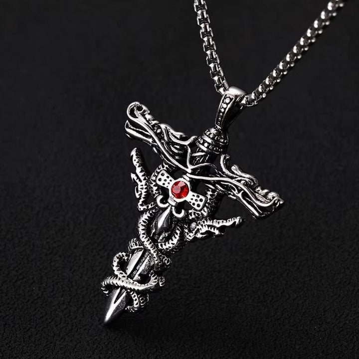 WorldNorse Retro Norse Dragon Cross Necklace