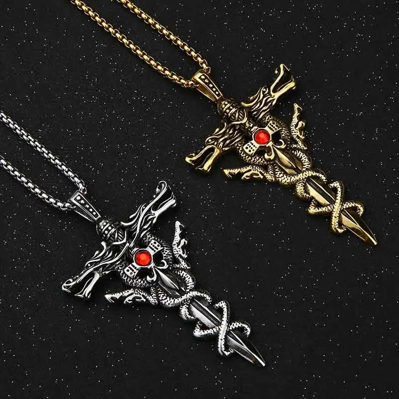WorldNorse Retro Norse Dragon Cross Necklace - image 0