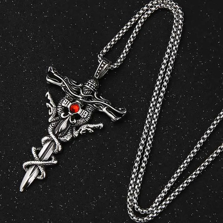 WorldNorse Retro Norse Dragon Cross Necklace