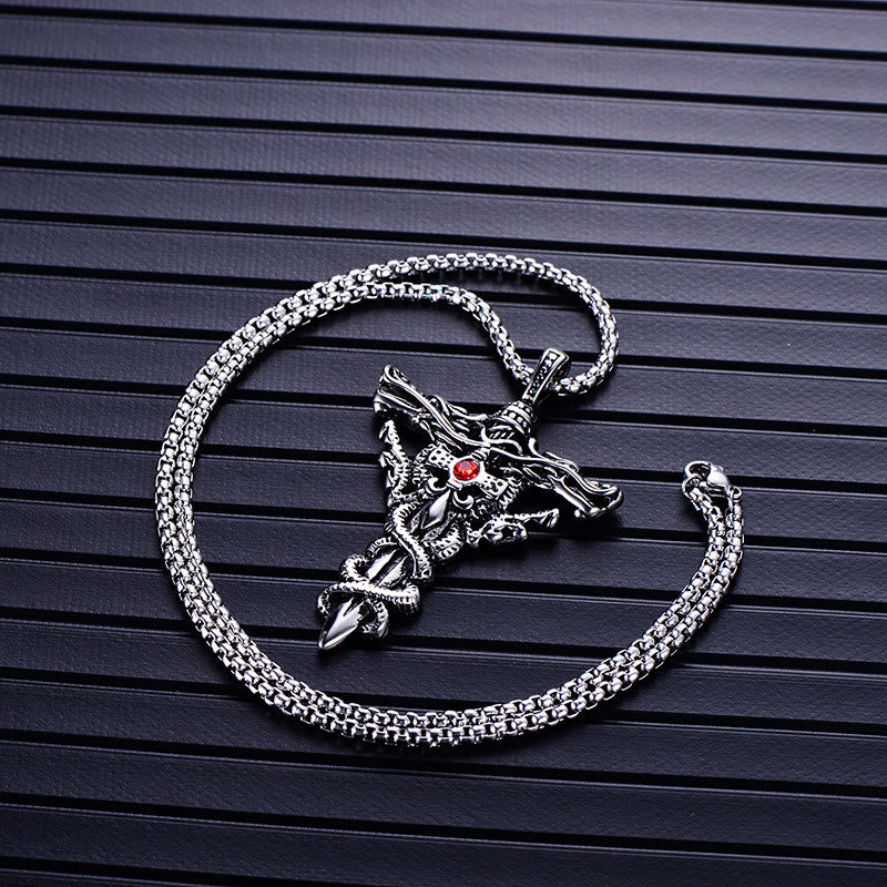 WorldNorse Retro Norse Dragon Cross Necklace