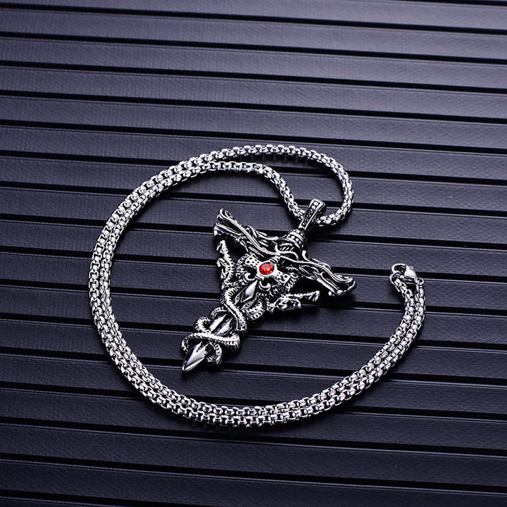 WorldNorse Retro Norse Dragon Cross Necklace