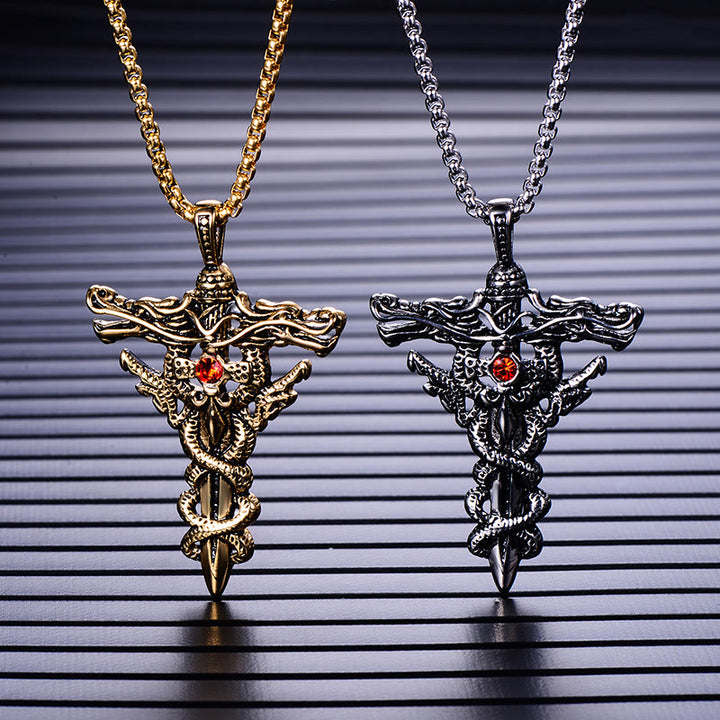 WorldNorse Retro Norse Dragon Cross Necklace