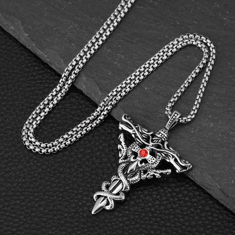 WorldNorse Retro Norse Dragon Cross Necklace