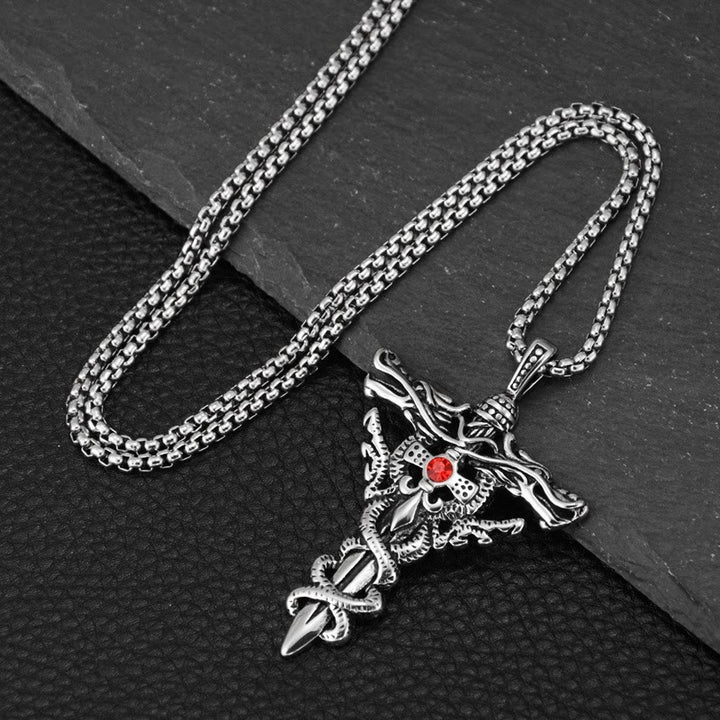 WorldNorse Retro Norse Dragon Cross Necklace