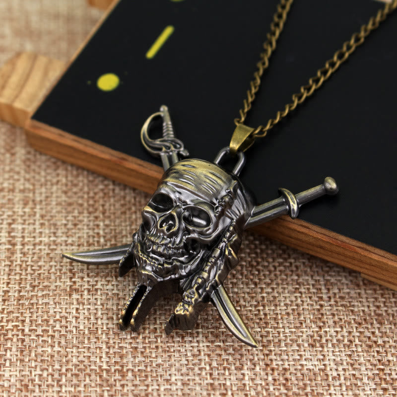 WorldNorse Punk Pirate Skull Charm Necklace - Bronze - image 1