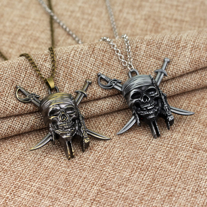 WorldNorse Punk Pirate Skull Charm Necklace