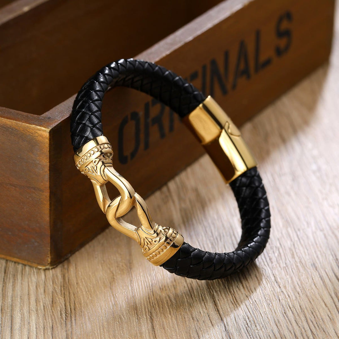 WorldNorse Magnetic Clasp Braided Leather Bracelet
