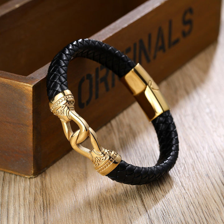 WorldNorse Magnetic Clasp Braided Leather Bracelet