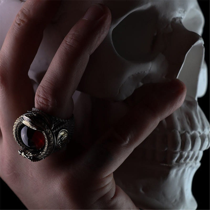 WorldNorse Viking Dragon Snake Jormungandr Inlaid Gem Ring - image 1