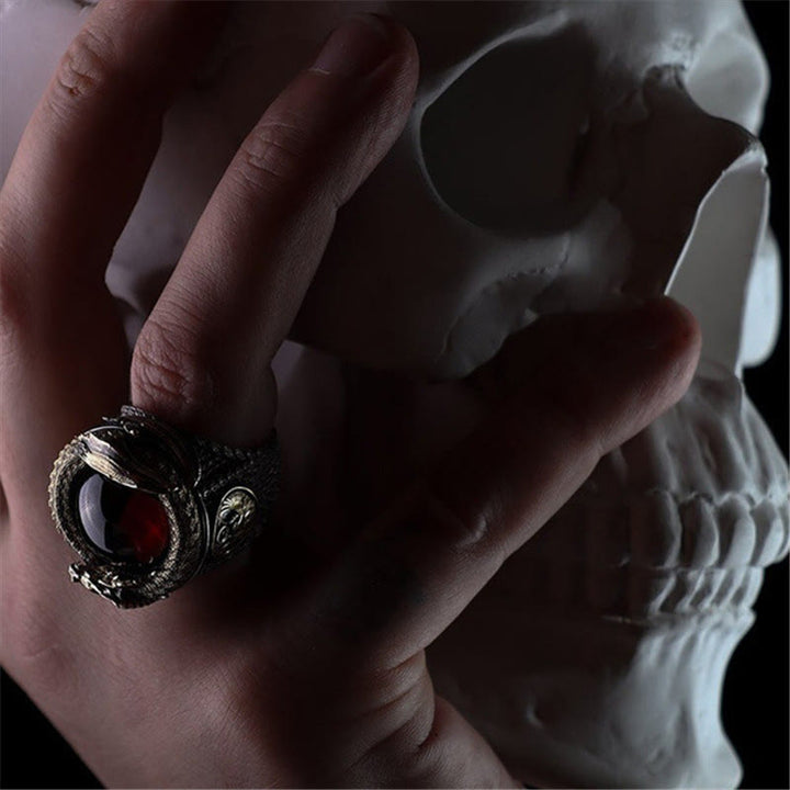WorldNorse Viking Dragon Snake Jormungandr Inlaid Gem Ring - image 1