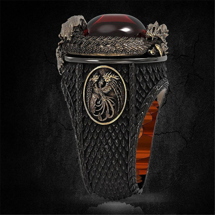 WorldNorse Viking Dragon Snake Jormungandr Inlaid Gem Ring - image 2
