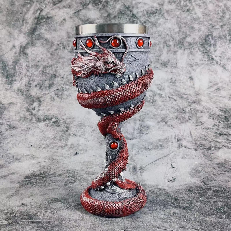 WorldNorse 3D Relief Medieval Viking Dragon Wine Goblet