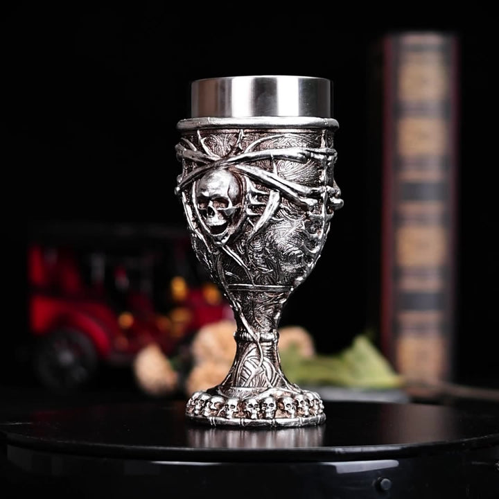 WorldNorse Metallic Finish Skull Wine Goblet
