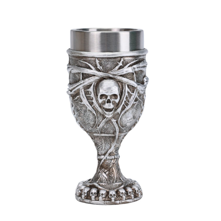 WorldNorse Metallic Finish Skull Wine Goblet