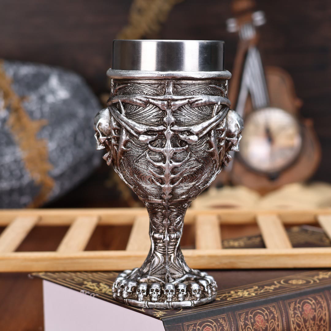 WorldNorse Metallic Finish Skull Wine Goblet