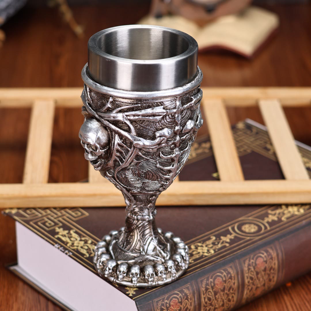 WorldNorse Metallic Finish Skull Wine Goblet