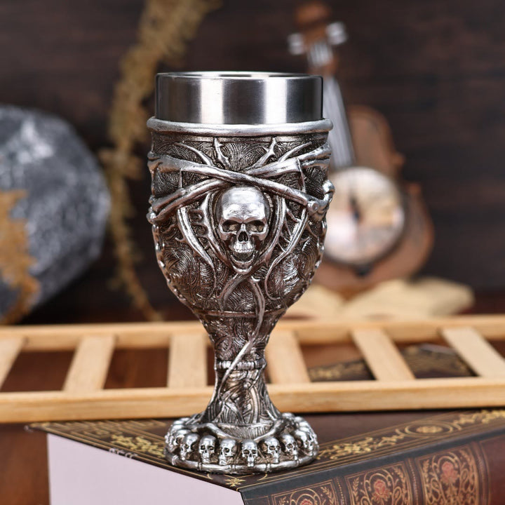 WorldNorse Metallic Finish Skull Wine Goblet