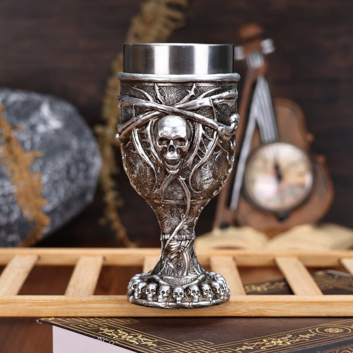 WorldNorse Metallic Finish Skull Wine Goblet