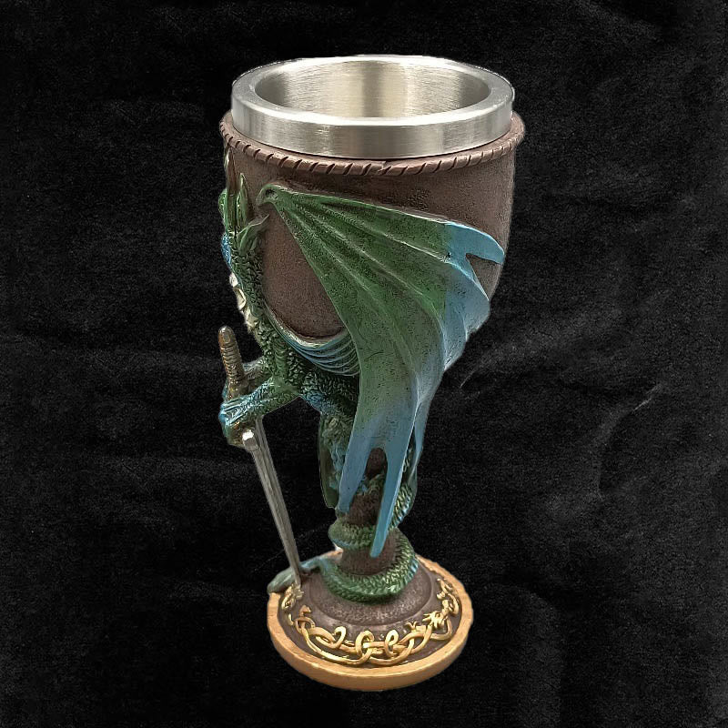 WorldNorse Retro Winged Dragon Blade Chalice Wine Goblet