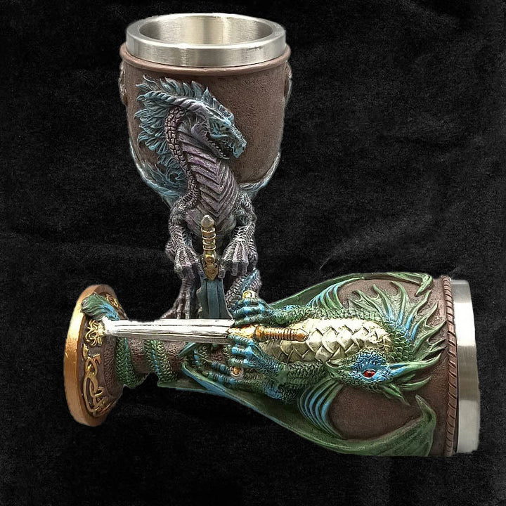WorldNorse Retro Winged Dragon Blade Chalice Wine Goblet