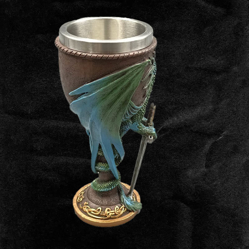WorldNorse Retro Winged Dragon Blade Chalice Wine Goblet