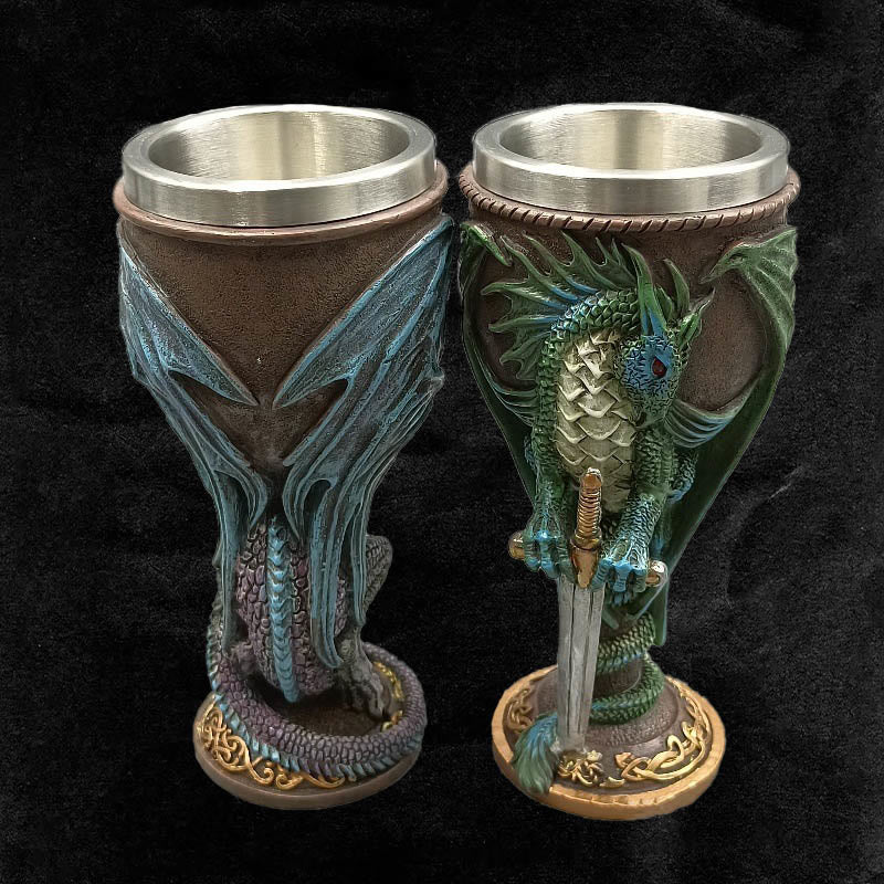 WorldNorse Retro Winged Dragon Blade Chalice Wine Goblet