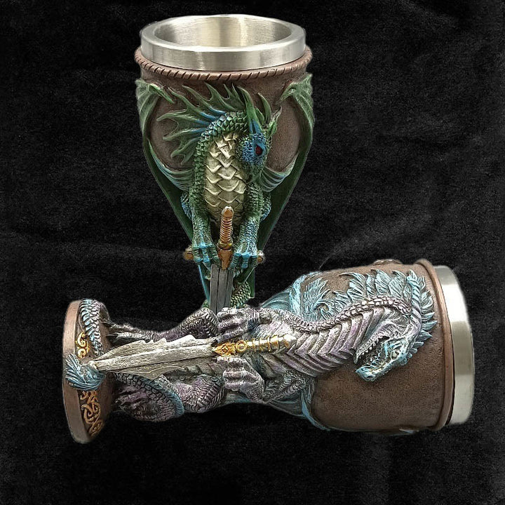 WorldNorse Retro Winged Dragon Blade Chalice Wine Goblet