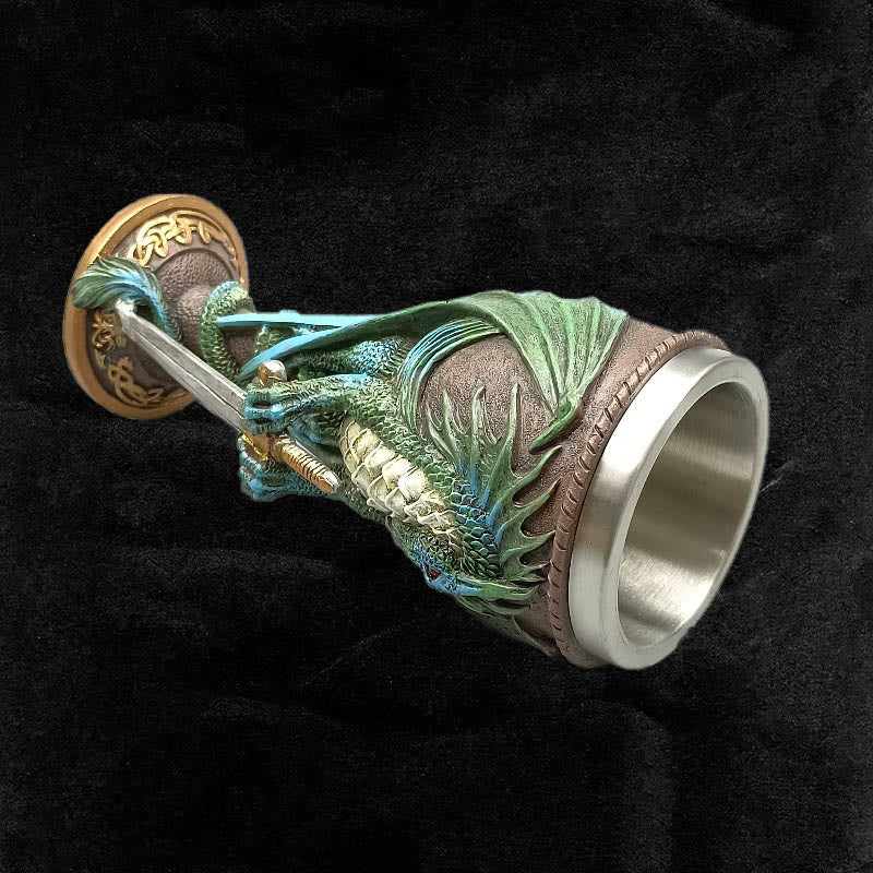 WorldNorse Retro Winged Dragon Blade Chalice Wine Goblet