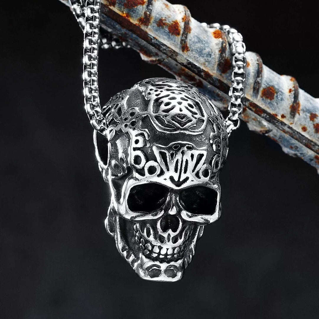 WorldNorse Engraved Skull Head Pendant Necklace - image 6