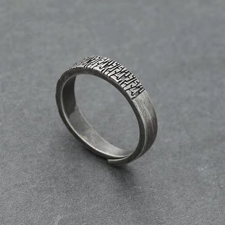 WorldNorse Retro Wood Grain Adjustable Stainless Steel Ring - image 3