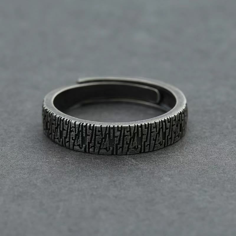 WorldNorse Retro Wood Grain Adjustable Stainless Steel Ring - Wood Grain - image 0