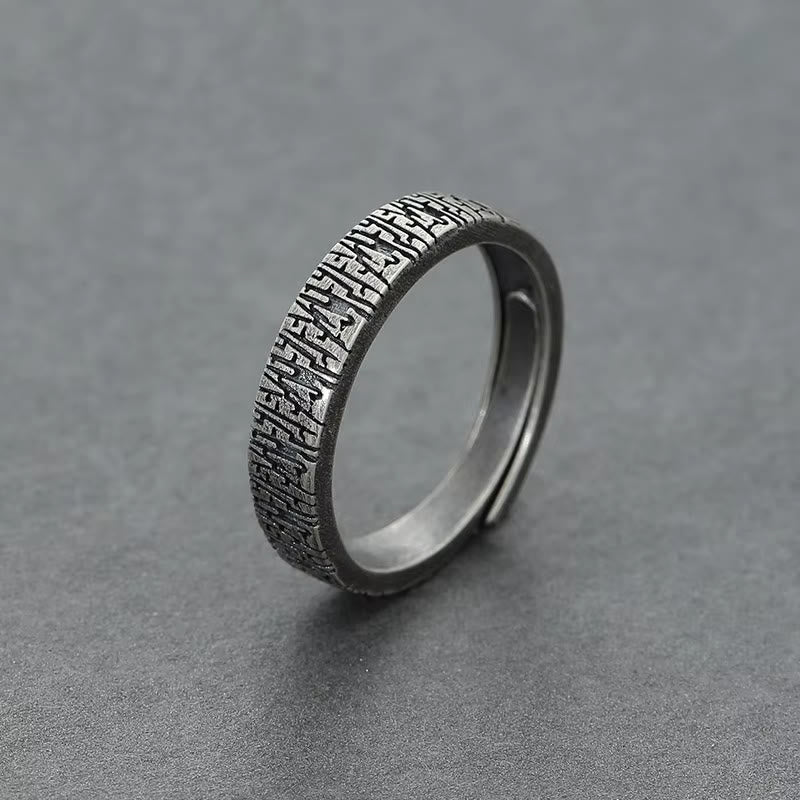WorldNorse Retro Wood Grain Adjustable Stainless Steel Ring - image 2