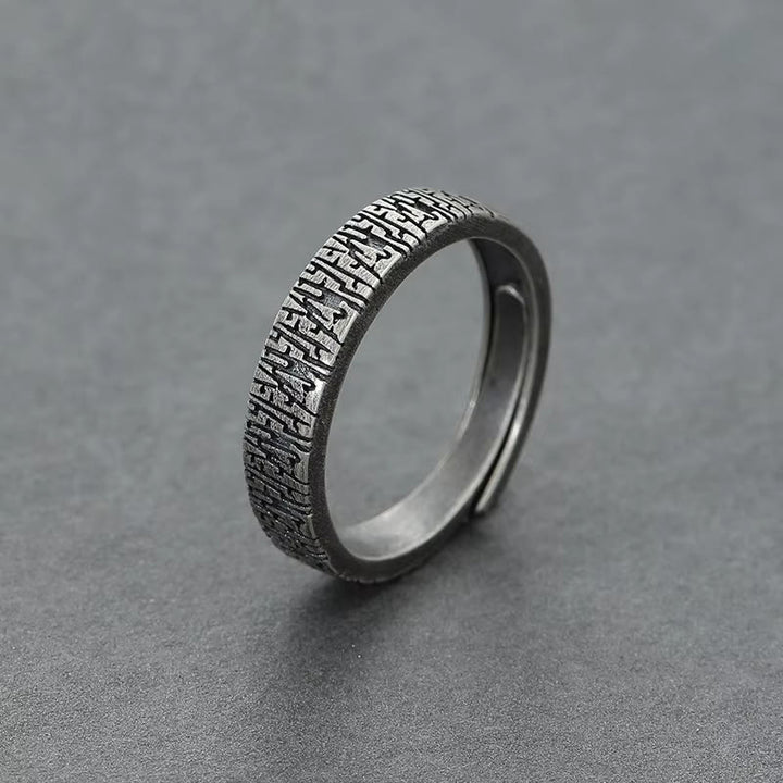 WorldNorse Retro Wood Grain Adjustable Stainless Steel Ring - image 2