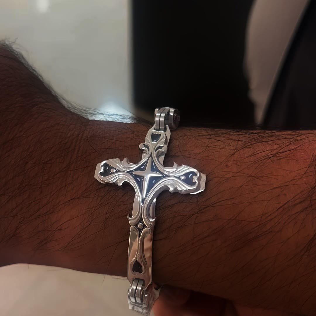 WorldNorse Byzantine Chain Cross Charm Bracelet - image 1