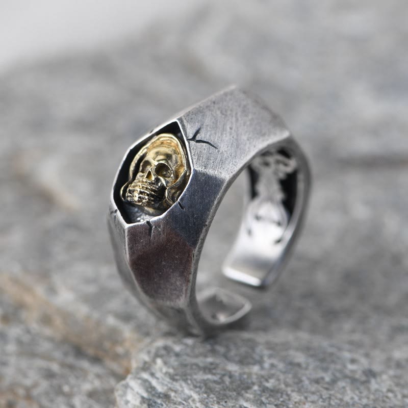 WorldNorse Cover Ears Eyes Mouth Evil Skull Ring - Speak No Evil - image 7