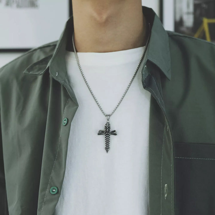 WorldNorse  Skull Cross Nail Screw Necklace - image 6