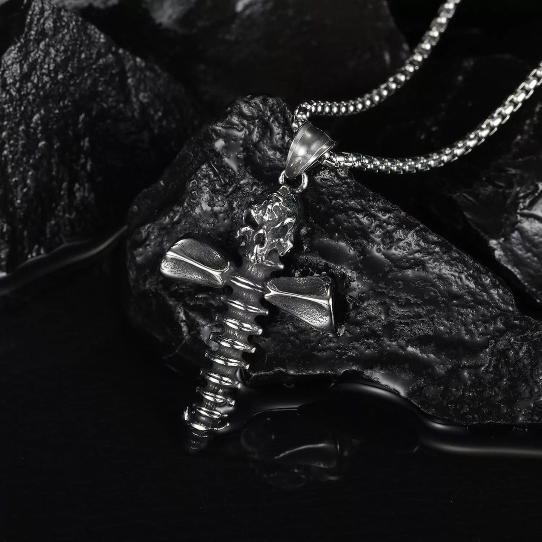 WorldNorse  Skull Cross Nail Screw Necklace - Necklace - image 0